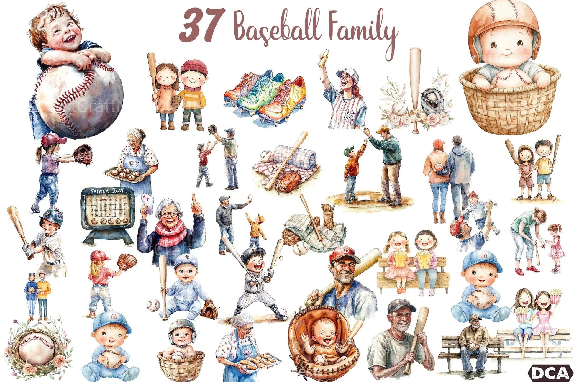 Baseball Family Clipart Bundle - CraftNest - Digital Crafting and Art