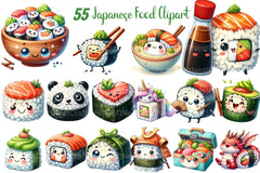 Cute Sushi Japanese Food Clipart Bundle - CraftNest - Digital Crafting and Art
