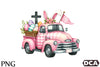Pink Checkered Truck with Bunny Ears Clipart Bundle