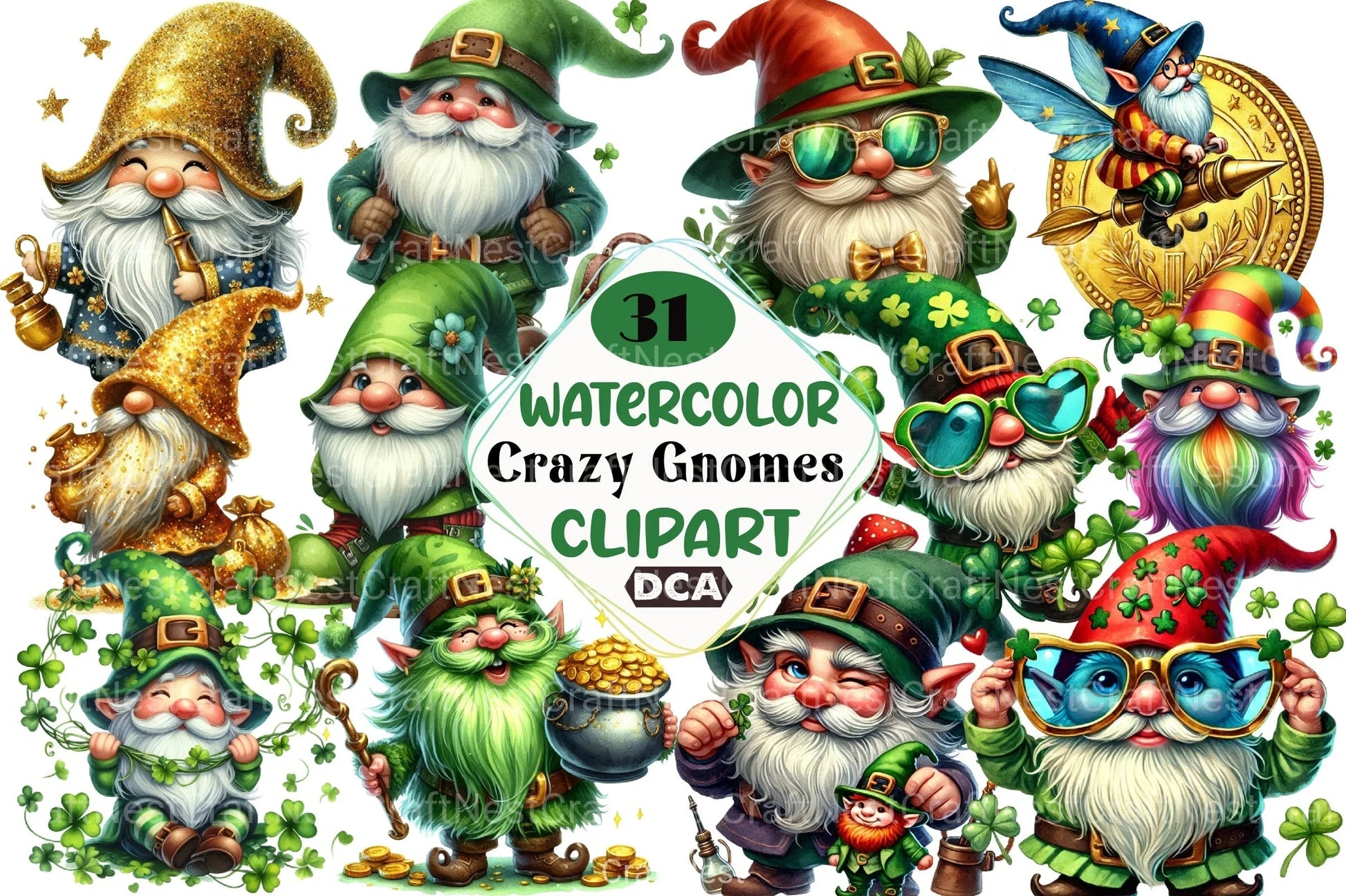 St. Patrick's Day Gnomes Clipart Bundle - CraftNest - Digital Crafting and Art