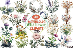 Botanical Forest Wildflower Clipart Bundle 1 - CraftNest - Digital Crafting and Art
