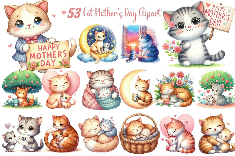 Cat Mother's Day Clipart Bundle - CraftNest - Digital Crafting and Art