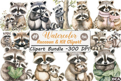 Raccoon & Kit Clipart Bundle 1 - CraftNest - Digital Crafting and Art