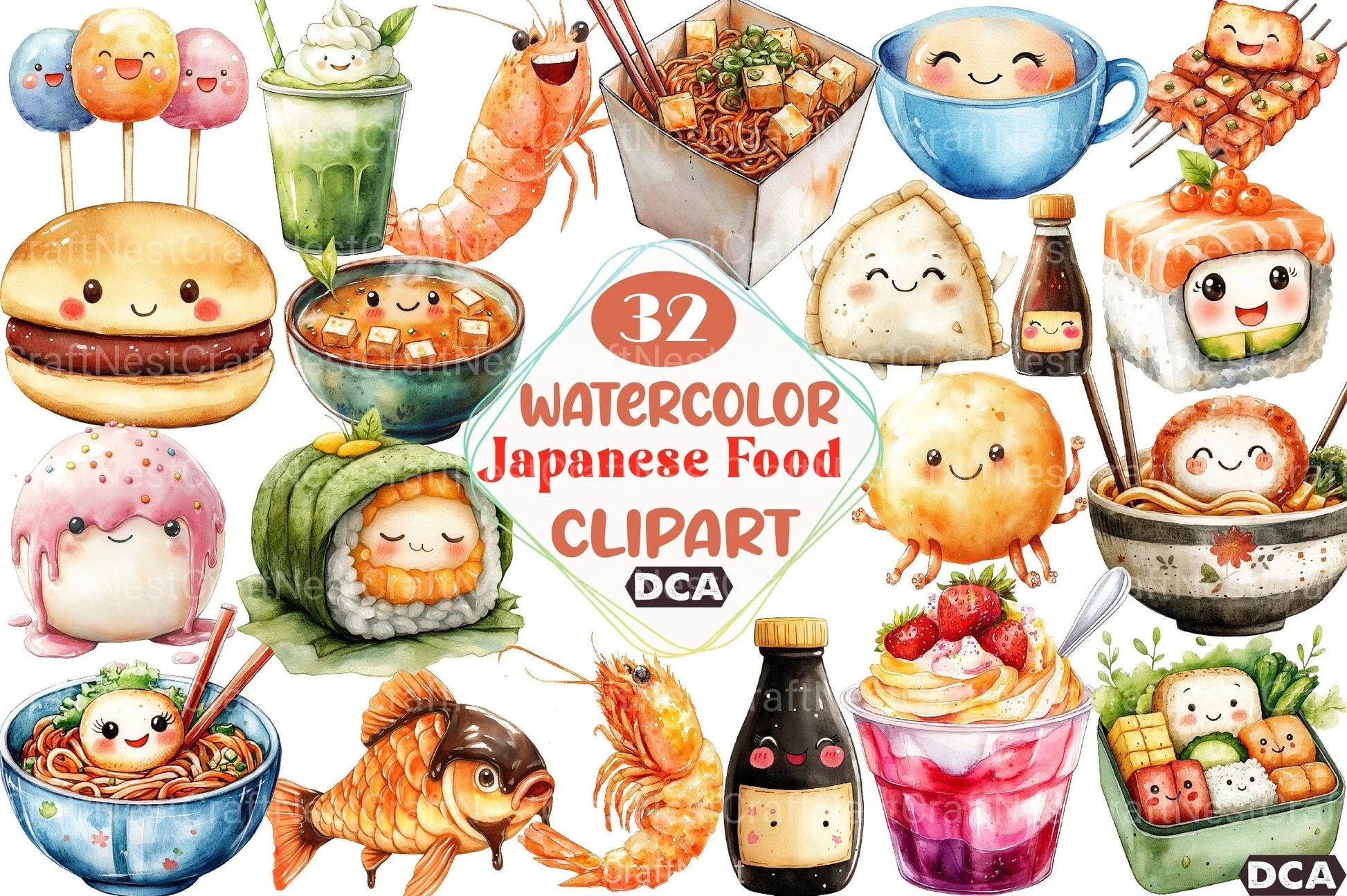 Happy Japanese Food Clipart Bundle - CraftNest - Digital Crafting and Art