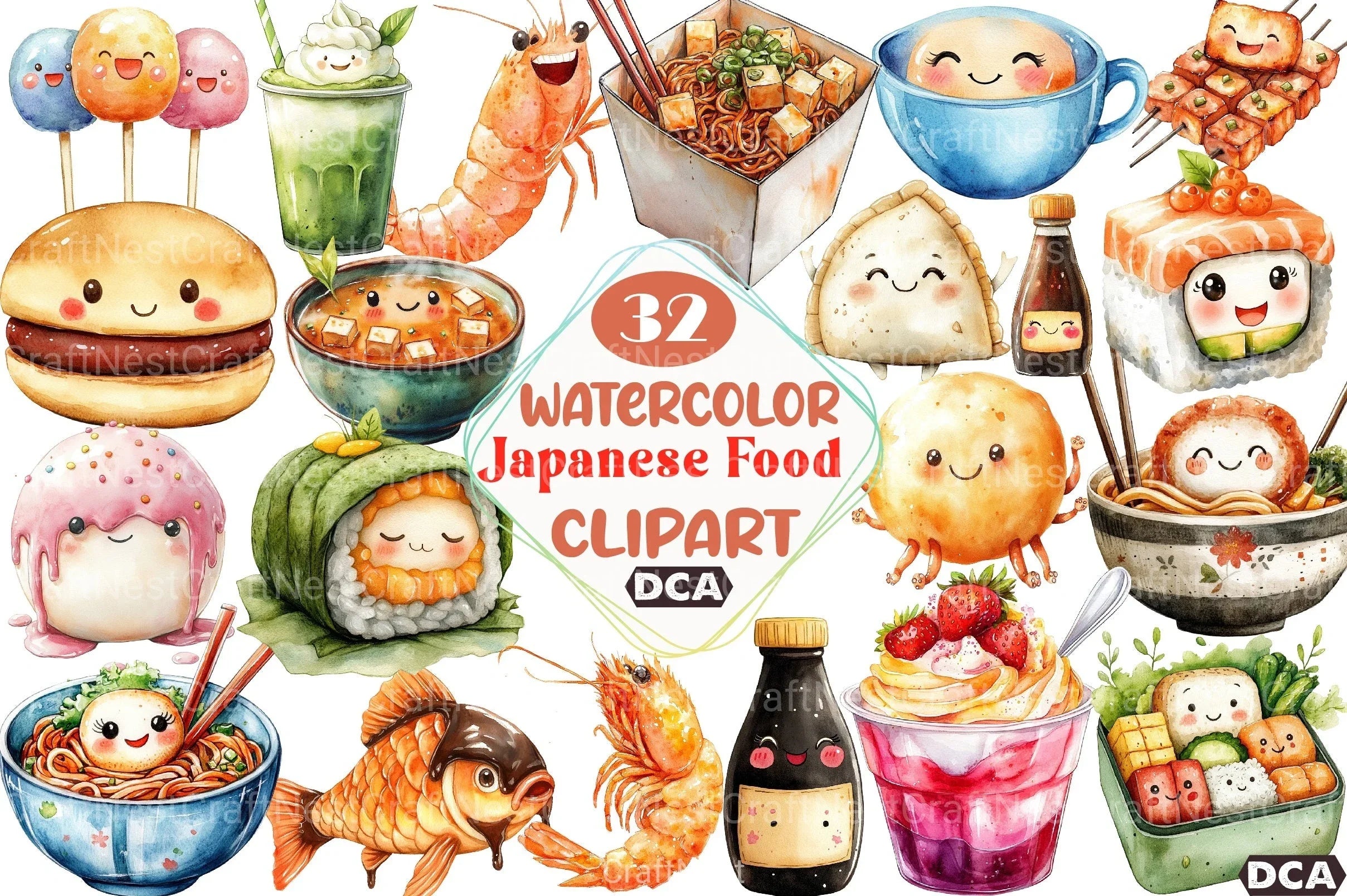 Happy Japanese Food Clipart Bundle - CraftNest - Digital Crafting and Art
