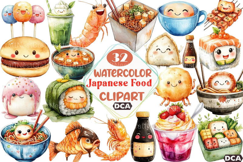 Happy Japanese Food Clipart Bundle - CraftNest - Digital Crafting and Art