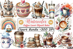 Coffee Lover Boho Clipart Bundle - CraftNest - Digital Crafting and Art