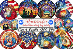 Round Stained Glass 4th of July Nativity Clipart Bundle 88 - CraftNest - Digital Crafting and Art