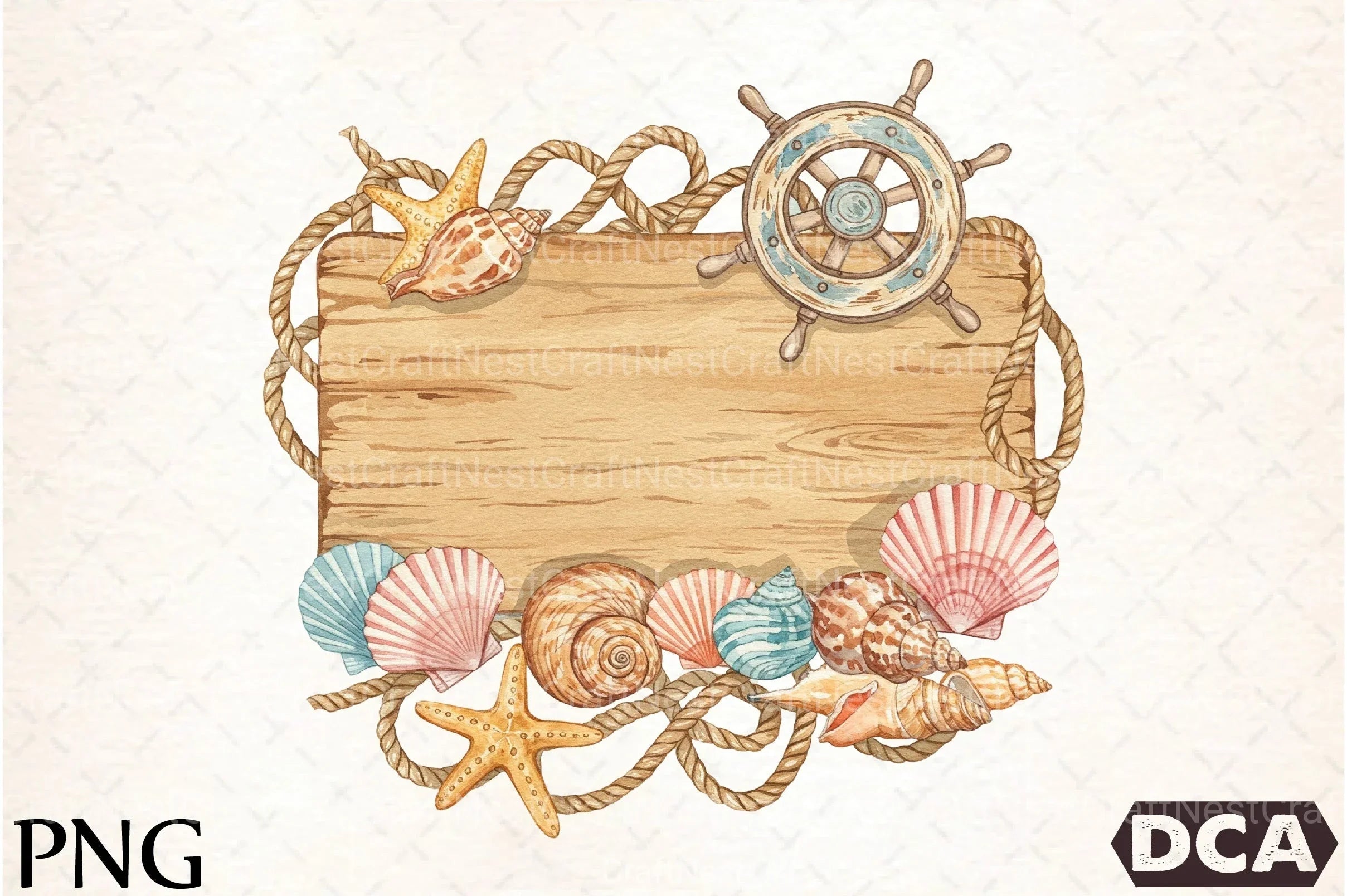 Wooden Board Seashells Clipart Bundle 2 - CraftNest - Digital Crafting and Art