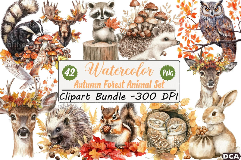 Autumn Forest Animal Clipart Bundle 2 - CraftNest - Digital Crafting and Art