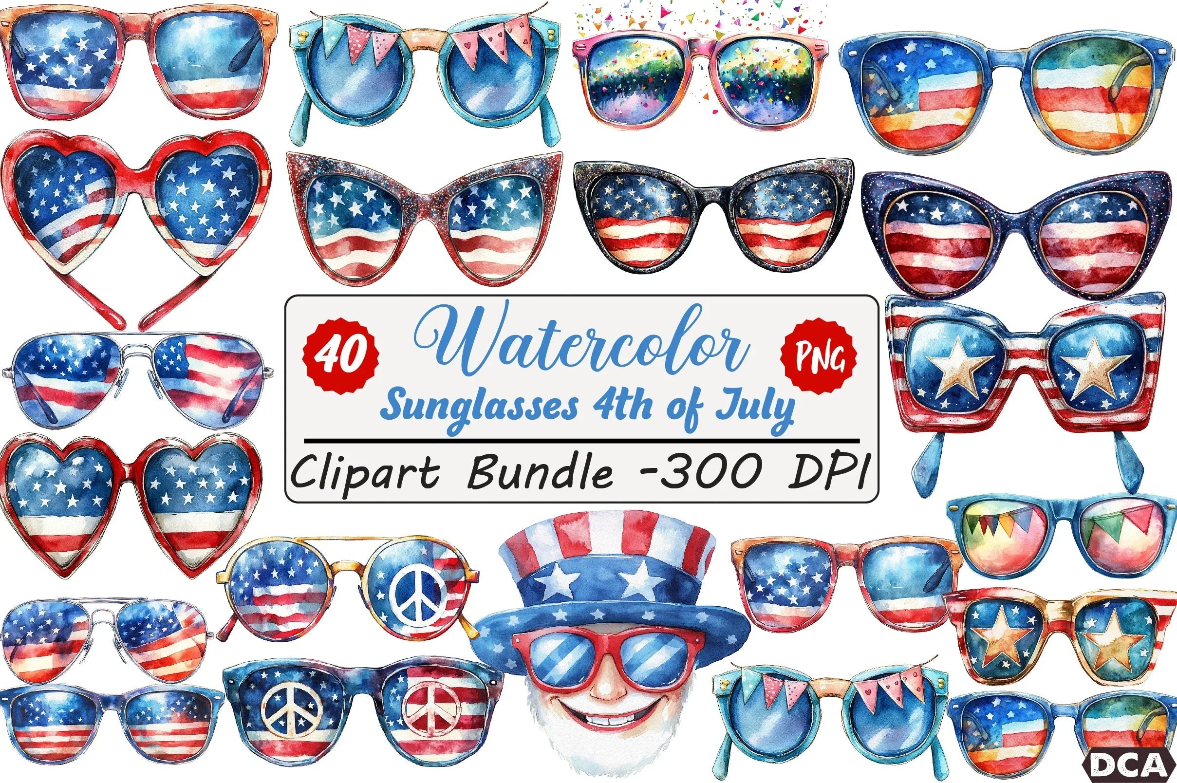 Patriotic 4th of July Sunglasses Clipart Bundle - CraftNest - Digital Crafting and Art