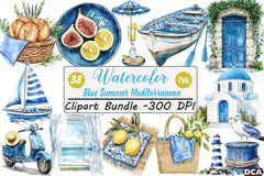 Blue Summer Mediterranean Clipart Bundle 2 - CraftNest - Digital Crafting and Art