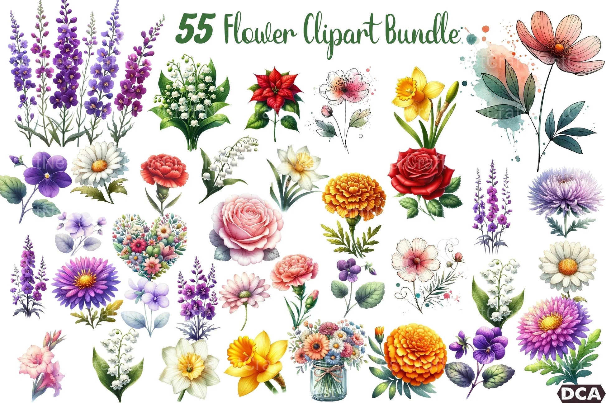Birth Month Flower Clipart Bundle 8 - CraftNest - Digital Crafting and Art