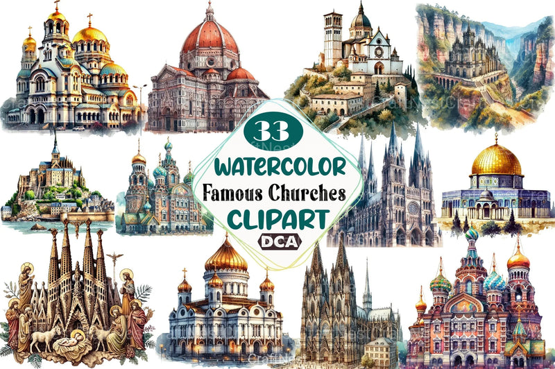 Famous Churches Clipart Bundle - CraftNest - Digital Crafting and Art