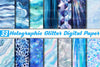 Blue Holographic Glitter Digital Paper