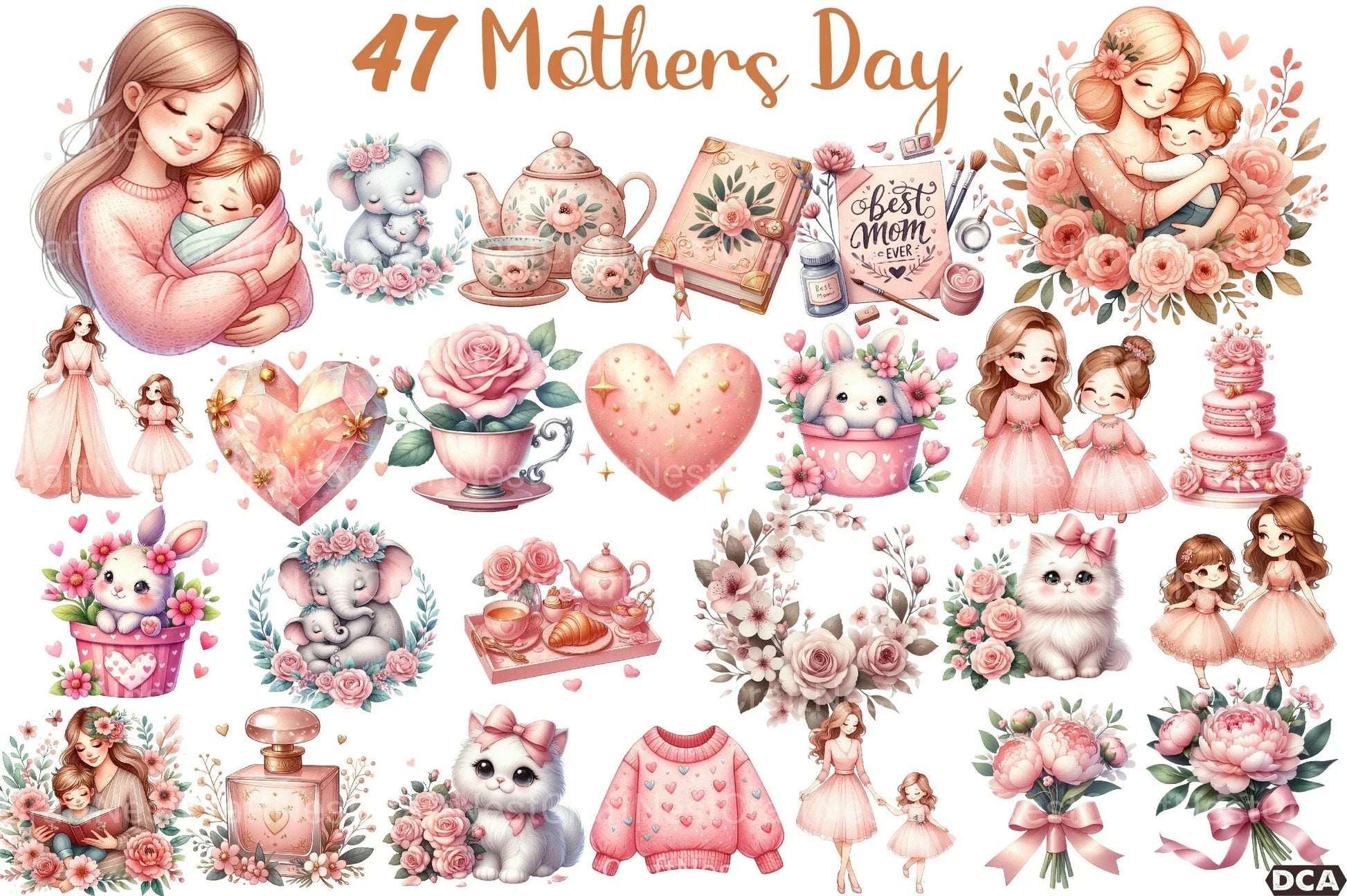 Blush Pink Mother's Day Clipart Bundle 2 - CraftNest - Digital Crafting and Art