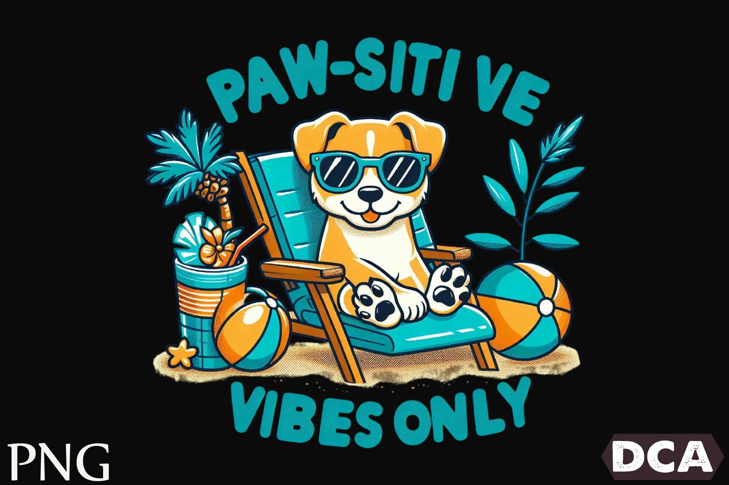 Cheerful Cartoon Dog Beach Clipart Bundle