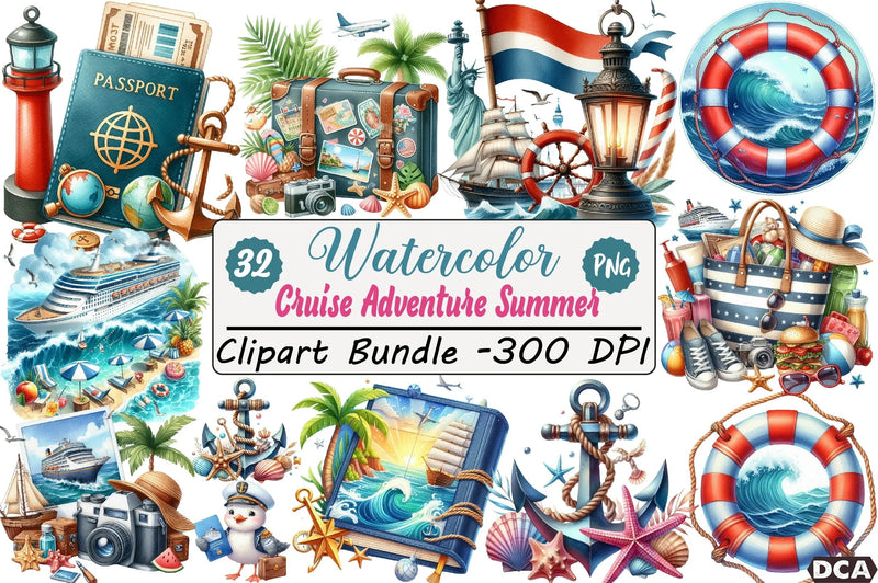 Cruise Adventure Summer Clipart Bundle - CraftNest - Digital Crafting and Art