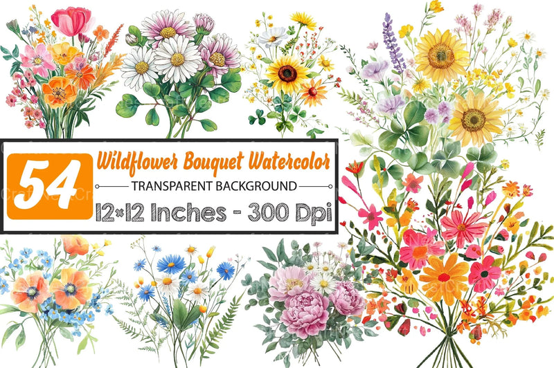 Wildflower Bouquet Clipart Bundle 99 - CraftNest - Digital Crafting and Art