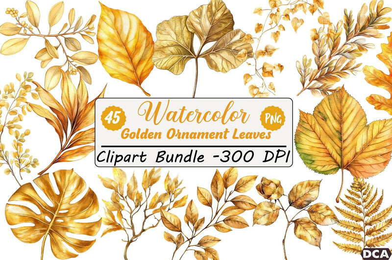 Golden Ornament Leaves Clipart Bundle - CraftNest - Digital Crafting and Art