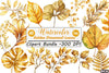 Golden Ornament Leaves Clipart Bundle
