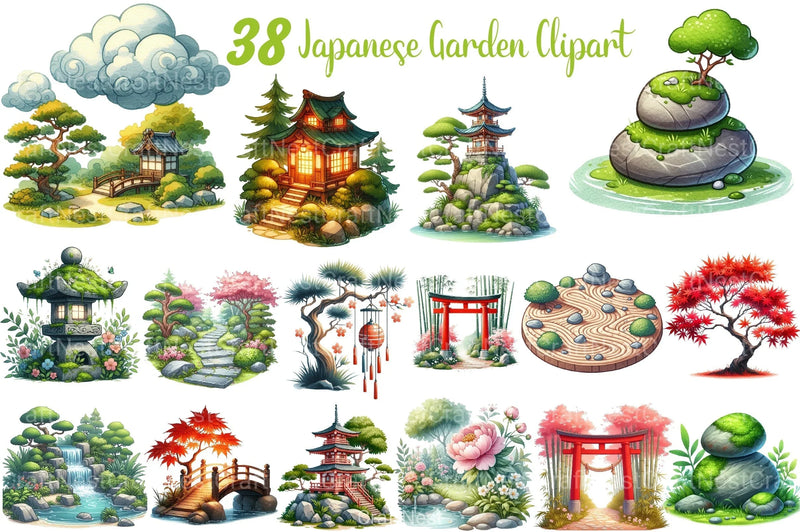 Japanese Garden Clipart Bundle - CraftNest - Digital Crafting and Art