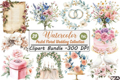 Pastel Floral Wedding Clipart Bundle Collection - CraftNest - Digital Crafting and Art