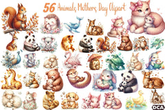 Cute Animal Mother's Day Clipart Bundle - CraftNest - Digital Crafting and Art