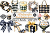 Luxury Black Gingham Summer Clipart Bundle