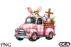 Pink Checkered Truck with Bunny Ears Clipart Bundle