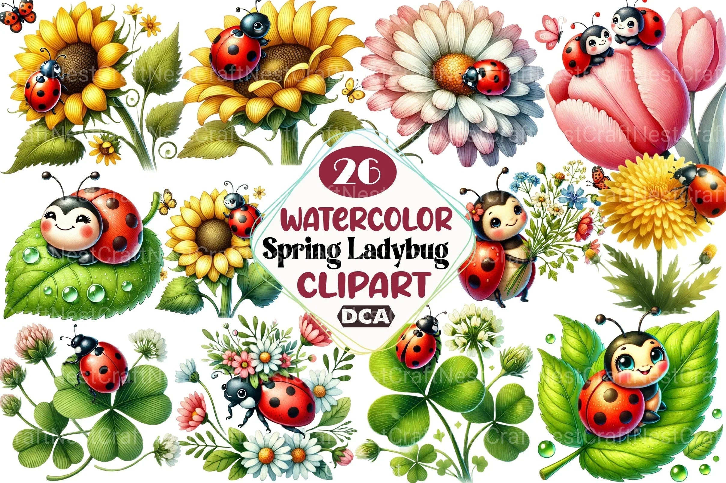Spring Ladybug Clipart Bundle 1 - CraftNest - Digital Crafting and Art