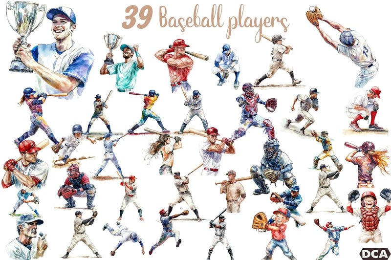 Baseball Players Clipart Bundle - CraftNest - Digital Crafting and Art