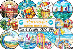 Stained Glass Summer Design Clipart Bundle - CraftNest - Digital Crafting and Art