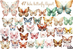 Boho Butterfly Clipart Bundle - CraftNest - Digital Crafting and Art