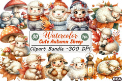 Cute Autumn Sheep Clipart Bundle 12 - CraftNest - Digital Crafting and Art