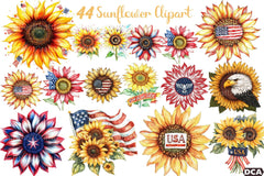 Sunflower 4th of July Clipart Bundle 23 - CraftNest - Digital Crafting and Art