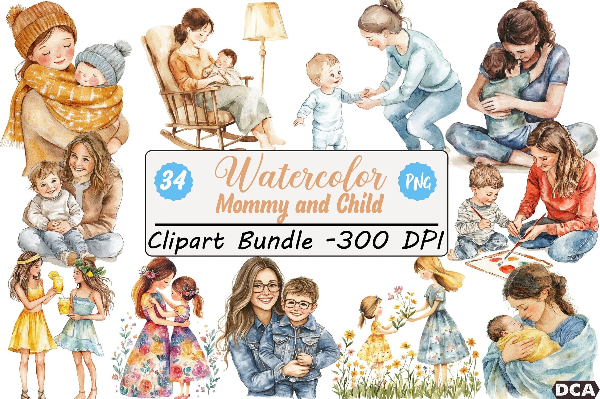 Mommy and Child Clipart Bundle - CraftNest - Digital Crafting and Art