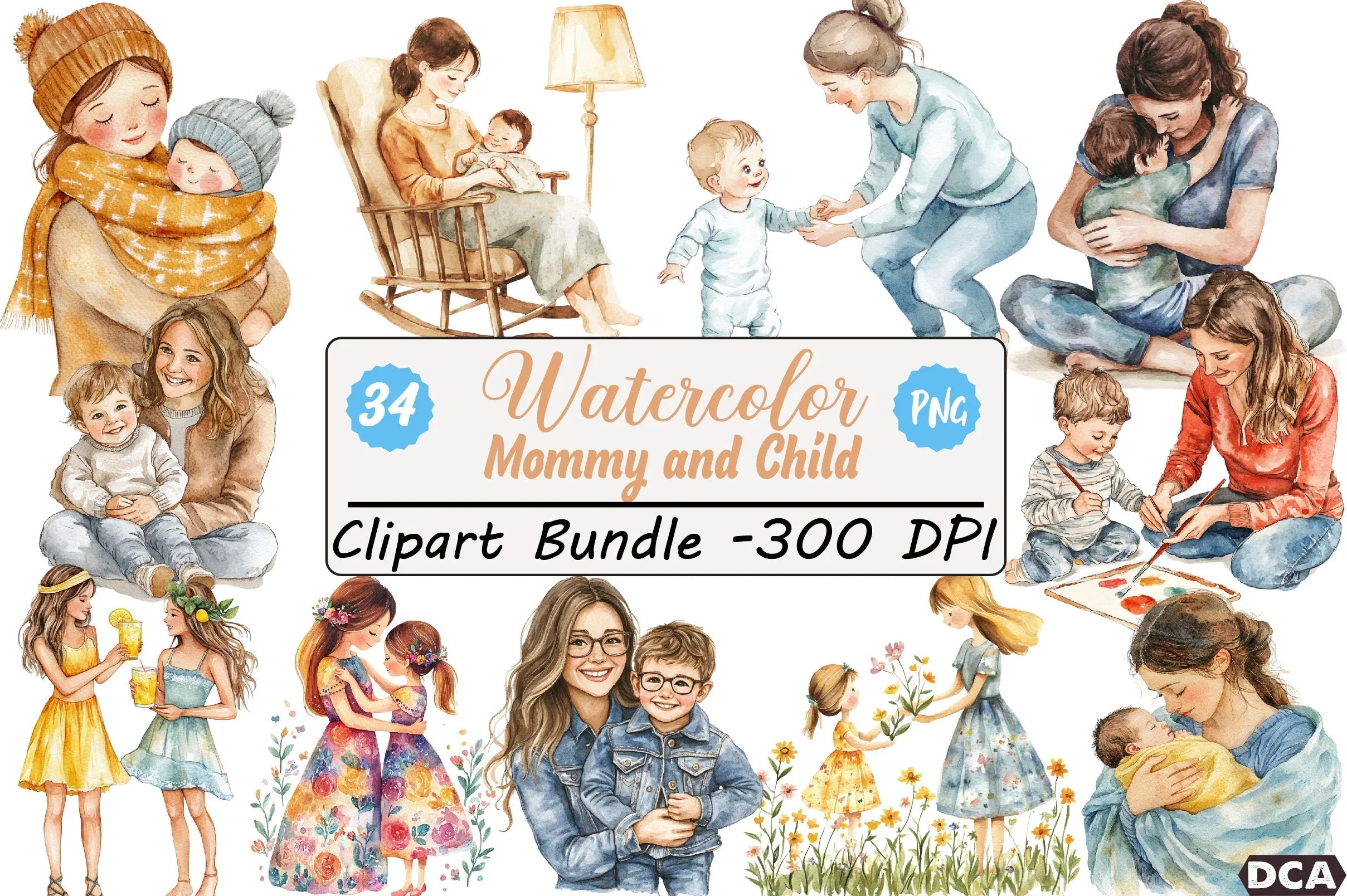 Mommy and Child Clipart Bundle - CraftNest - Digital Crafting and Art