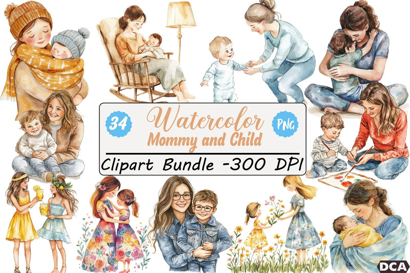 Mommy and Child Clipart Bundle - CraftNest - Digital Crafting and Art