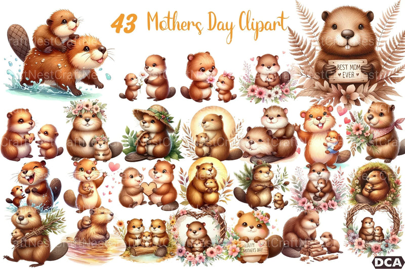 American Beaver Mother's Day Clipart Bundle - CraftNest - Digital Crafting and Art