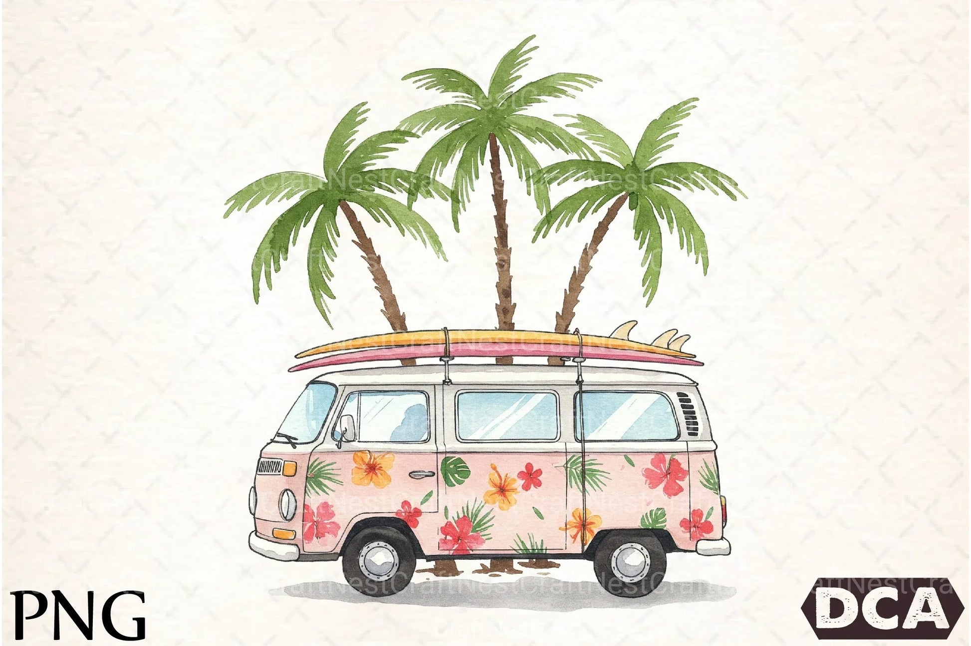 Vintage Van with Surfboards Clipart Bundle 2 - CraftNest - Digital Crafting and Art