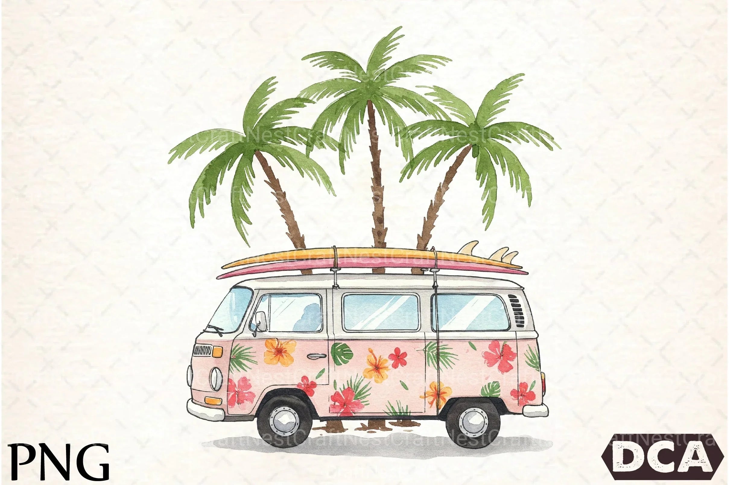 Vintage Van with Surfboards Clipart Bundle 2 - CraftNest - Digital Crafting and Art
