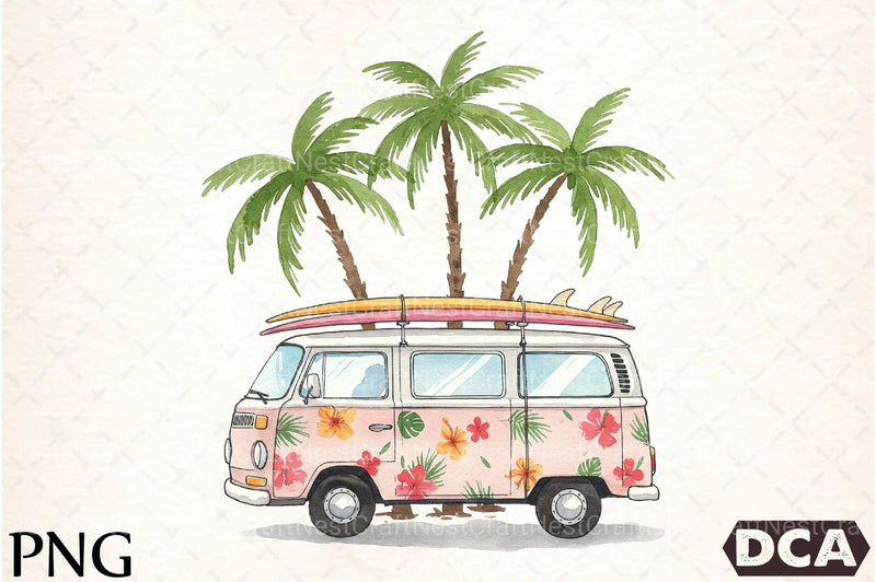 Vintage Van with Surfboards Clipart Bundle 2 - CraftNest - Digital Crafting and Art