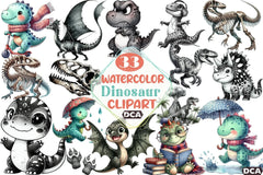 Dinosaur Black and White Clipart Bundle - CraftNest - Digital Crafting and Art