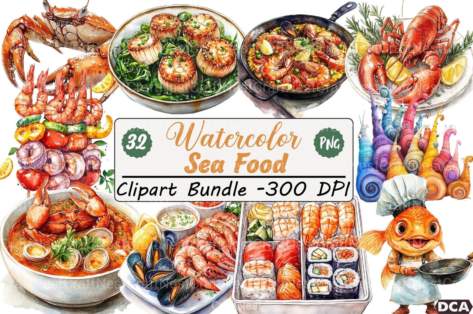 Seafood Clipart Bundle - CraftNest - Digital Crafting and Art