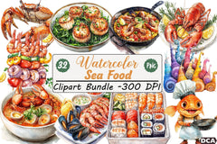 Seafood Clipart Bundle - CraftNest - Digital Crafting and Art