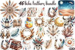 Boho Feathers Desert Clipart Bundle - CraftNest - Digital Crafting and Art