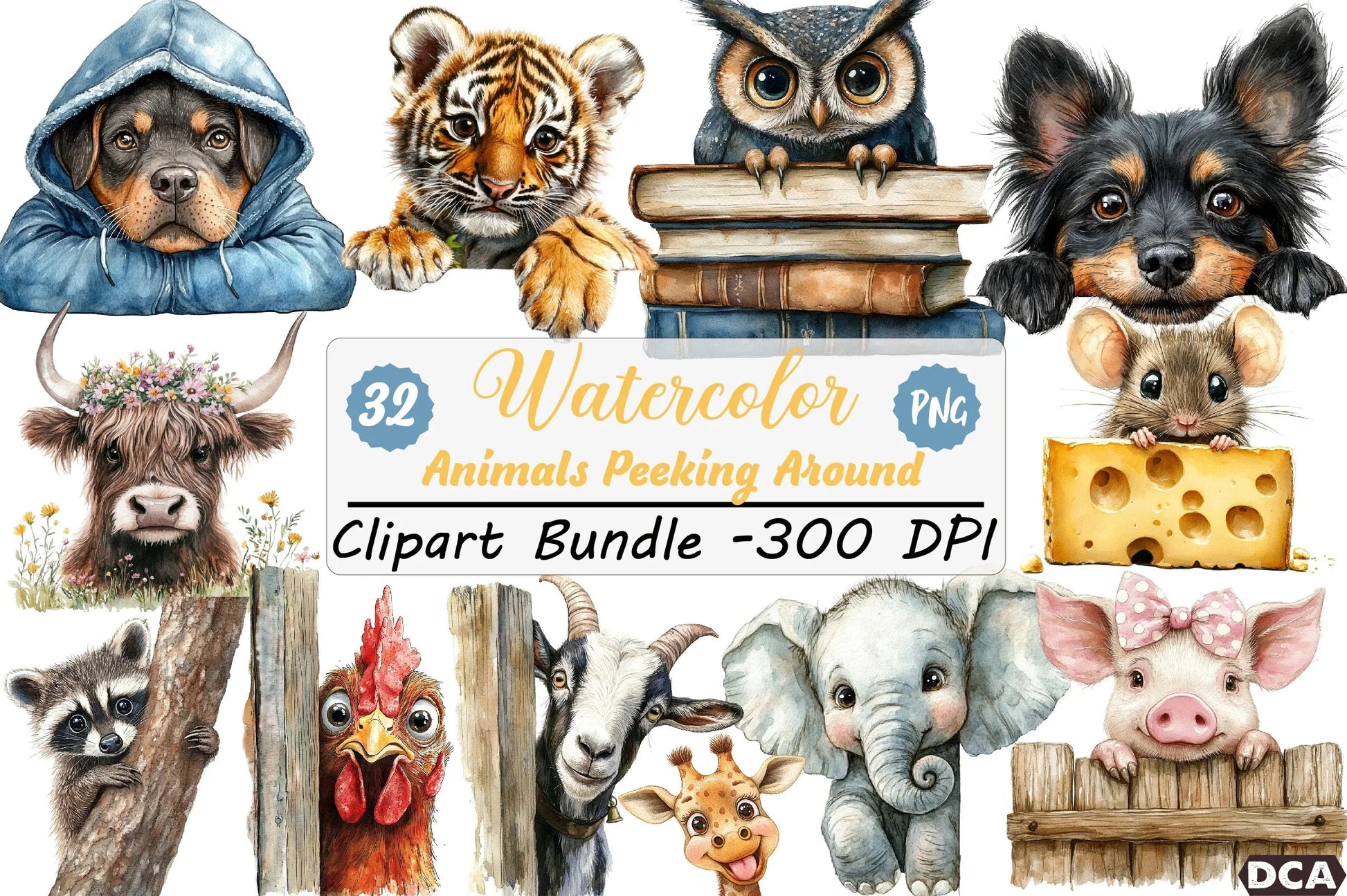 Quirky Animals Peeking Clipart Bundle - CraftNest - Digital Crafting and Art