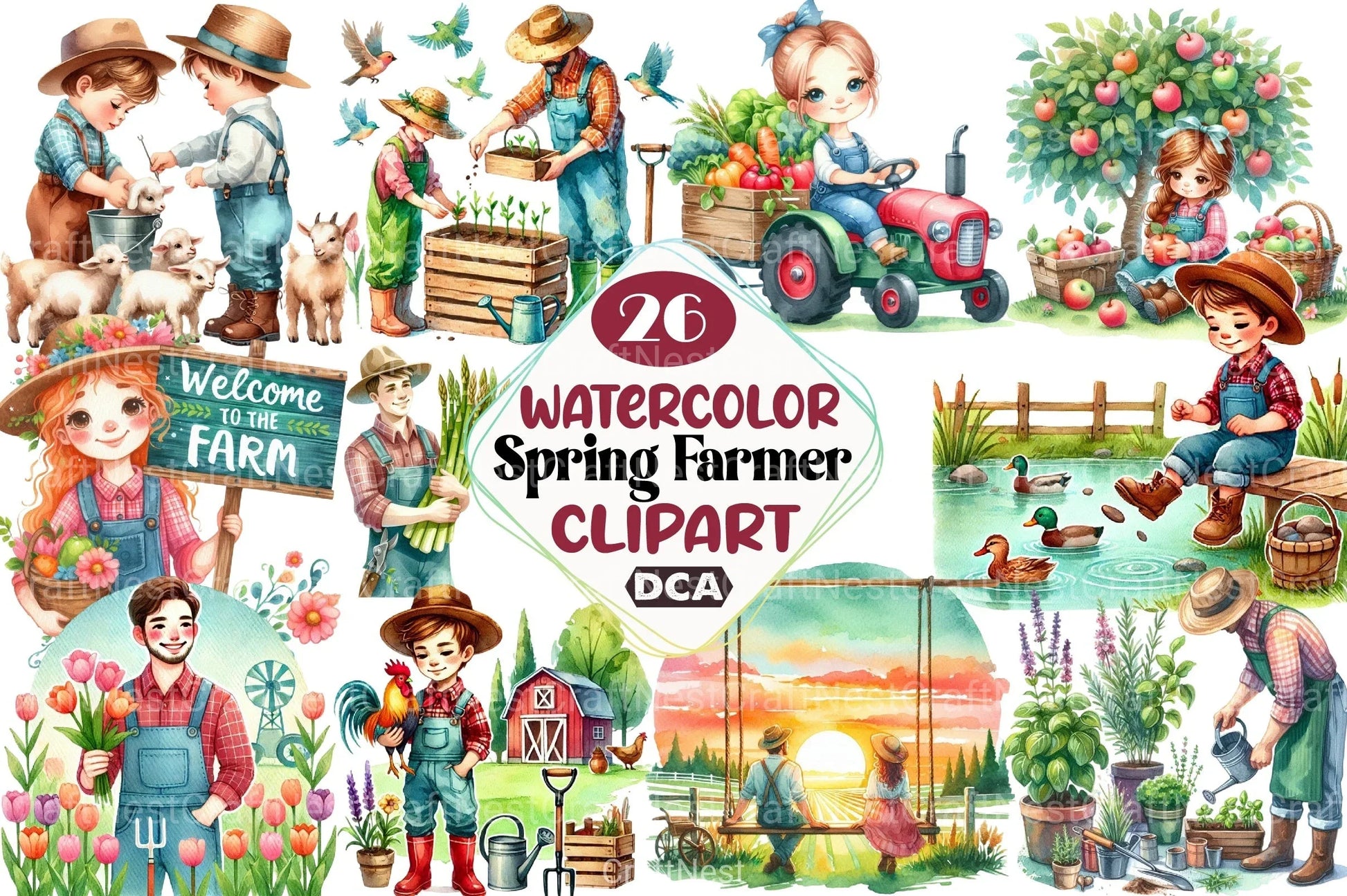 Spring Farmer Clipart Bundle 13 - CraftNest - Digital Crafting and Art