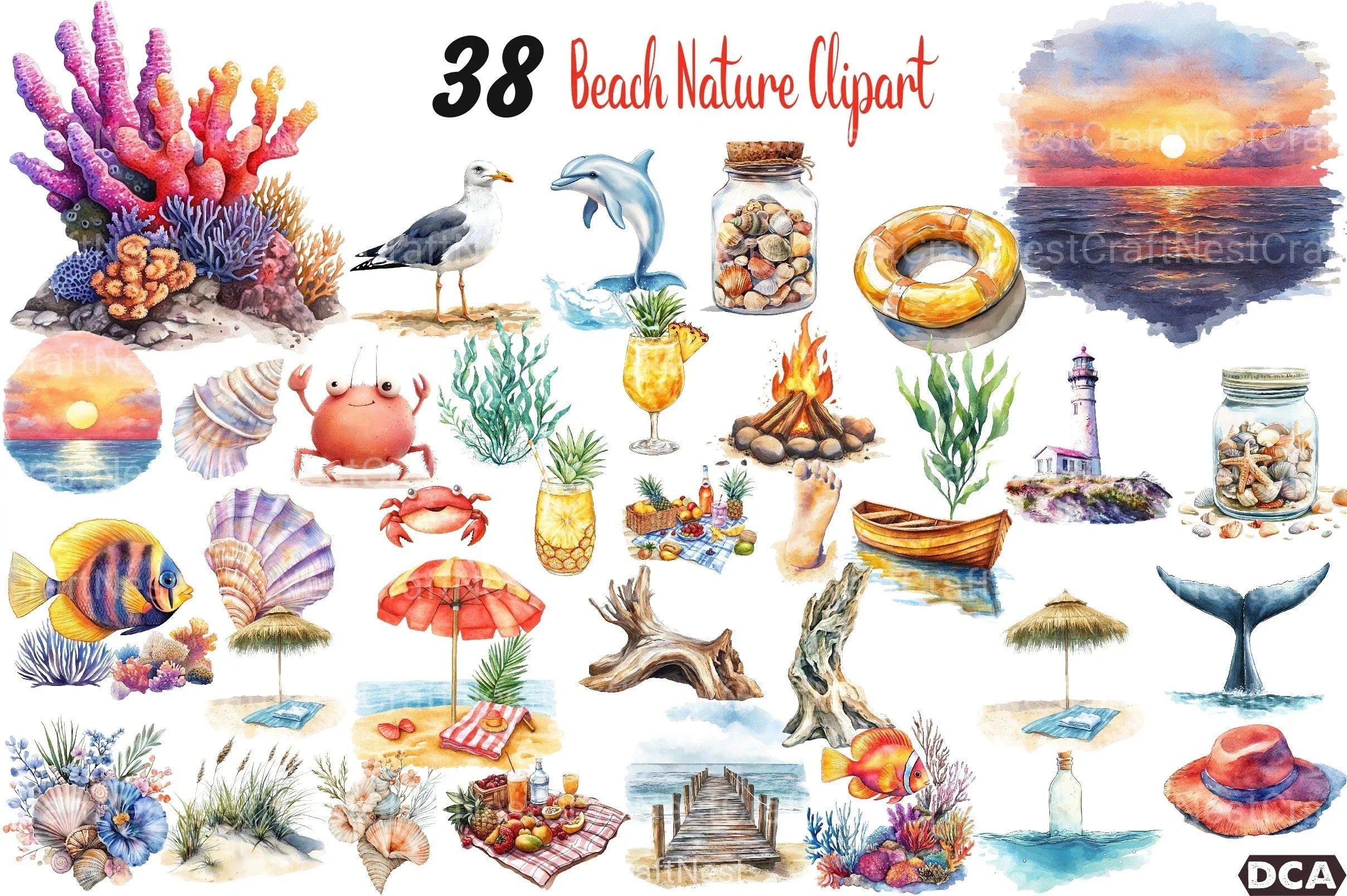 Beach Nature Clipart Bundle - CraftNest - Digital Crafting and Art